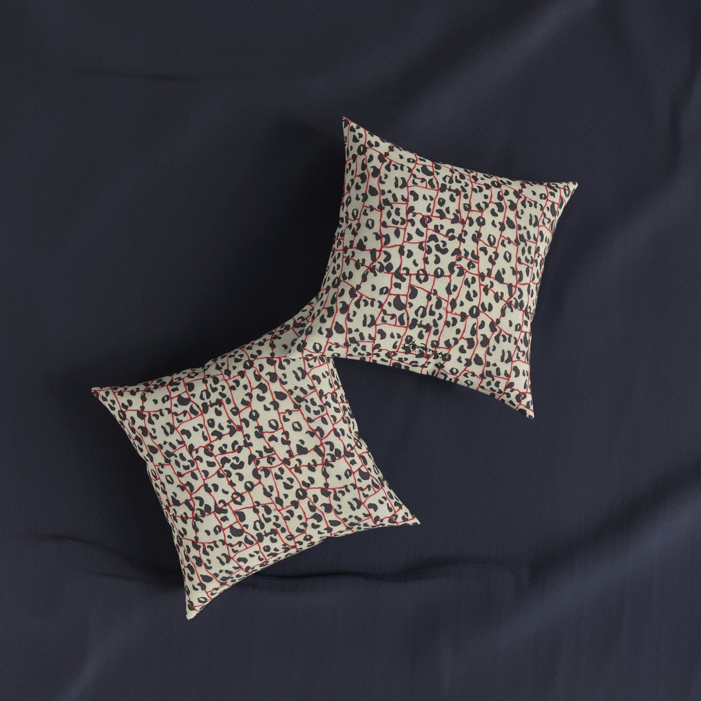 Red Line Leopard Square Pillow
