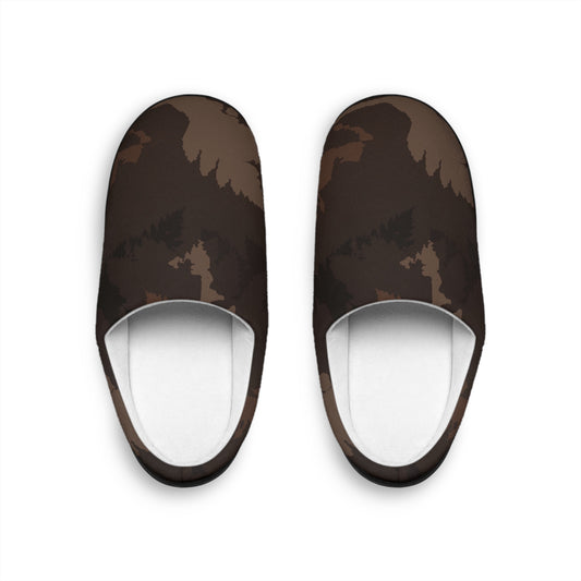 Dark Chocolate Abstract Forest Men's Indoor Slippers