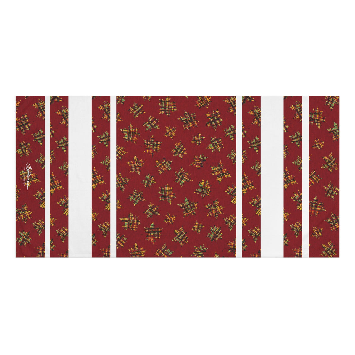 Plaid Leaves On Burgundy Bath Towel