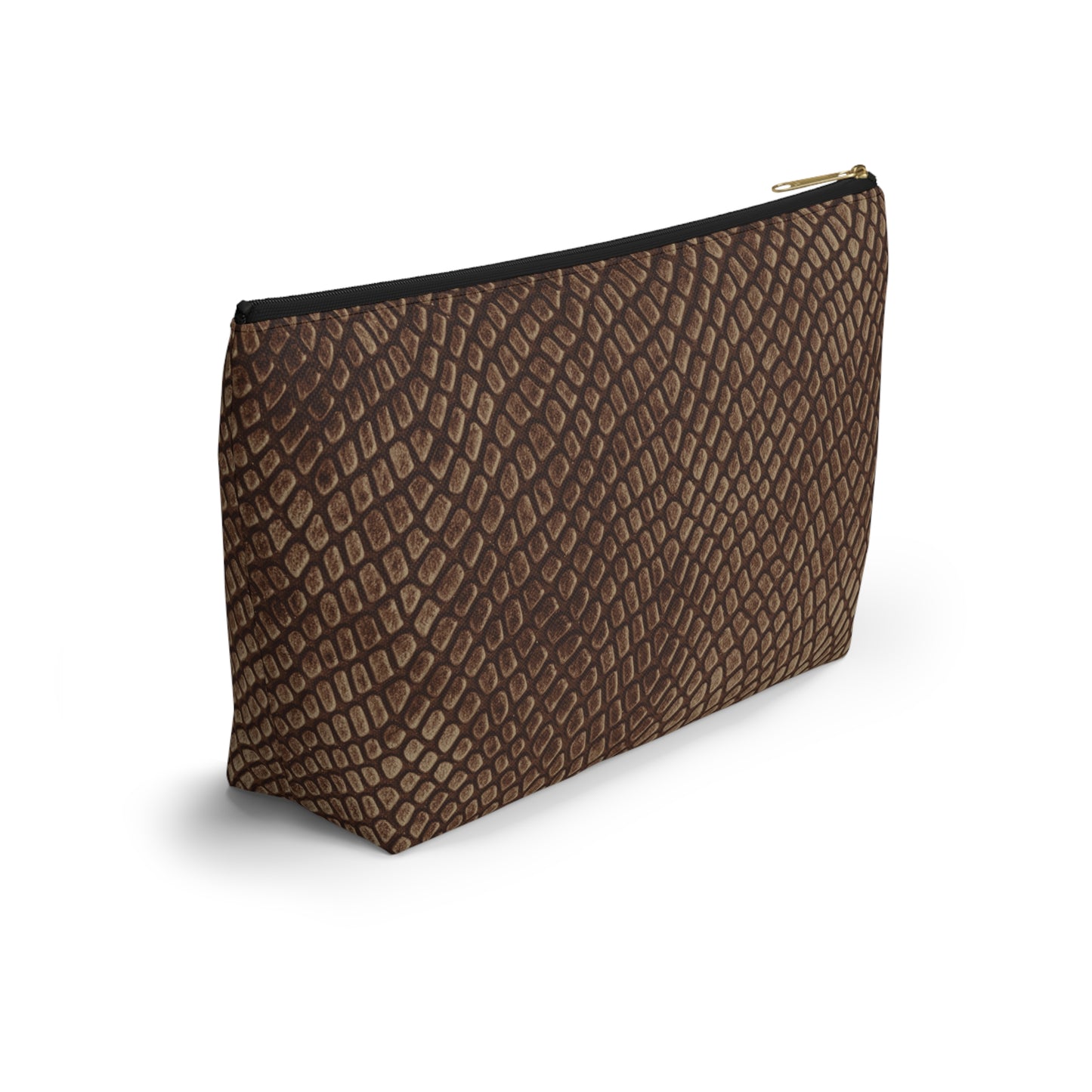 Mocha Crocodile Accessory Pouch w T-bottom