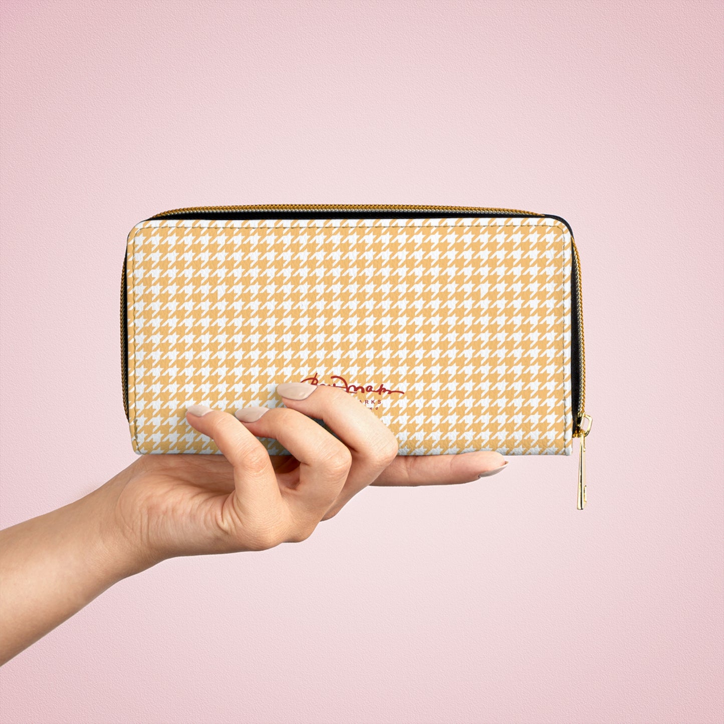 Banana Houndstooth Zipper Wallet