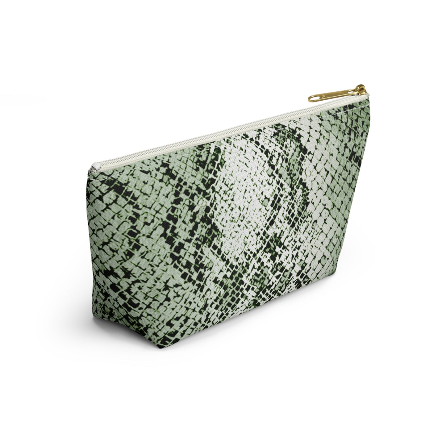 Sage Snake Skin Accessory Pouch w T-bottom