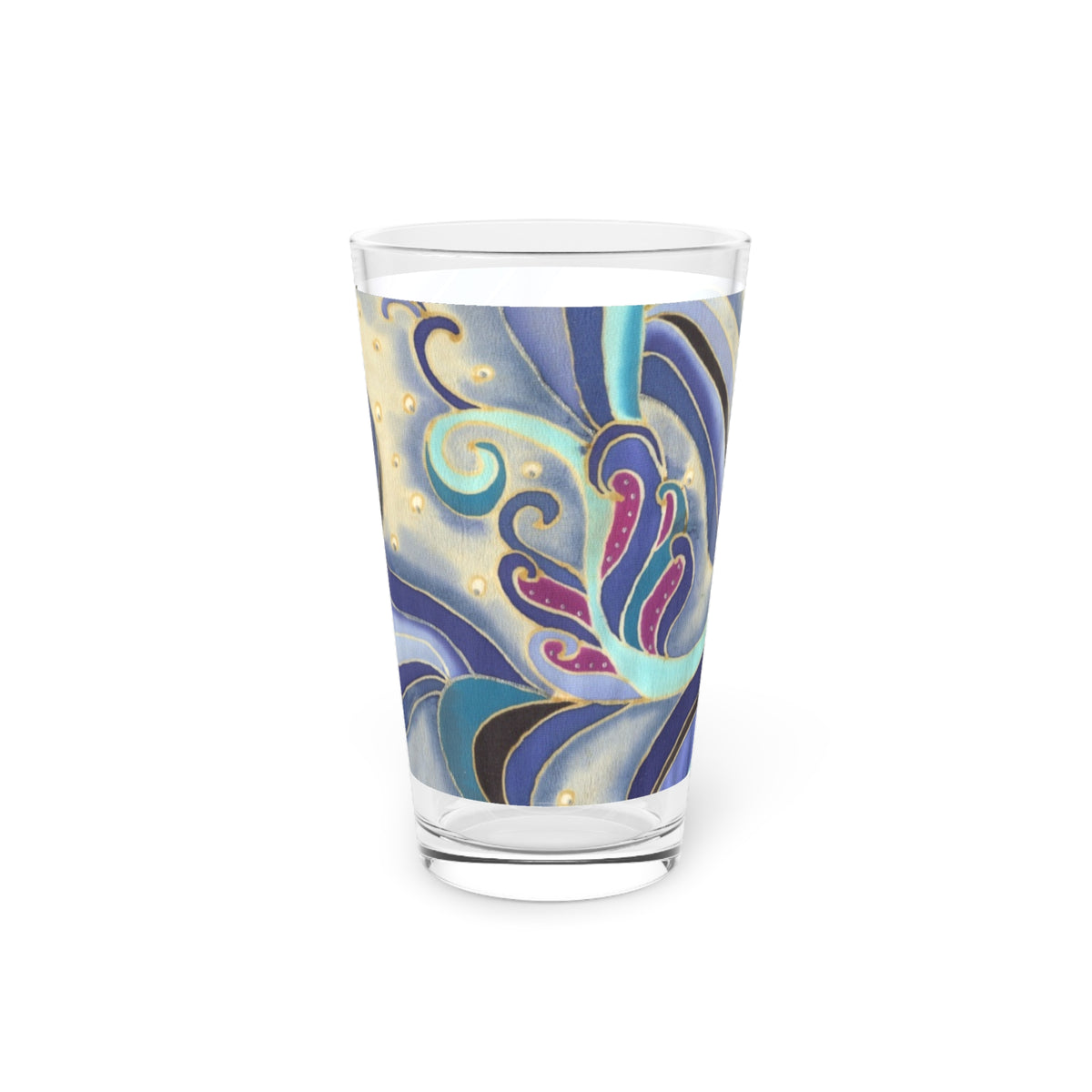 Blue Floral Swirls Pint Glass
