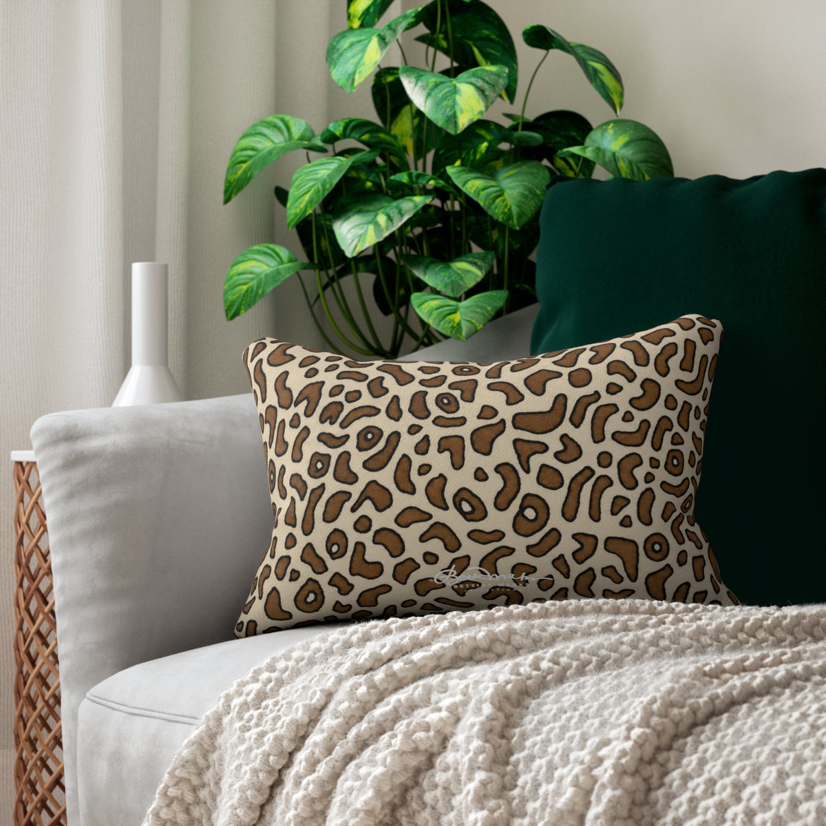 Brown Animal Skin On White Pillow