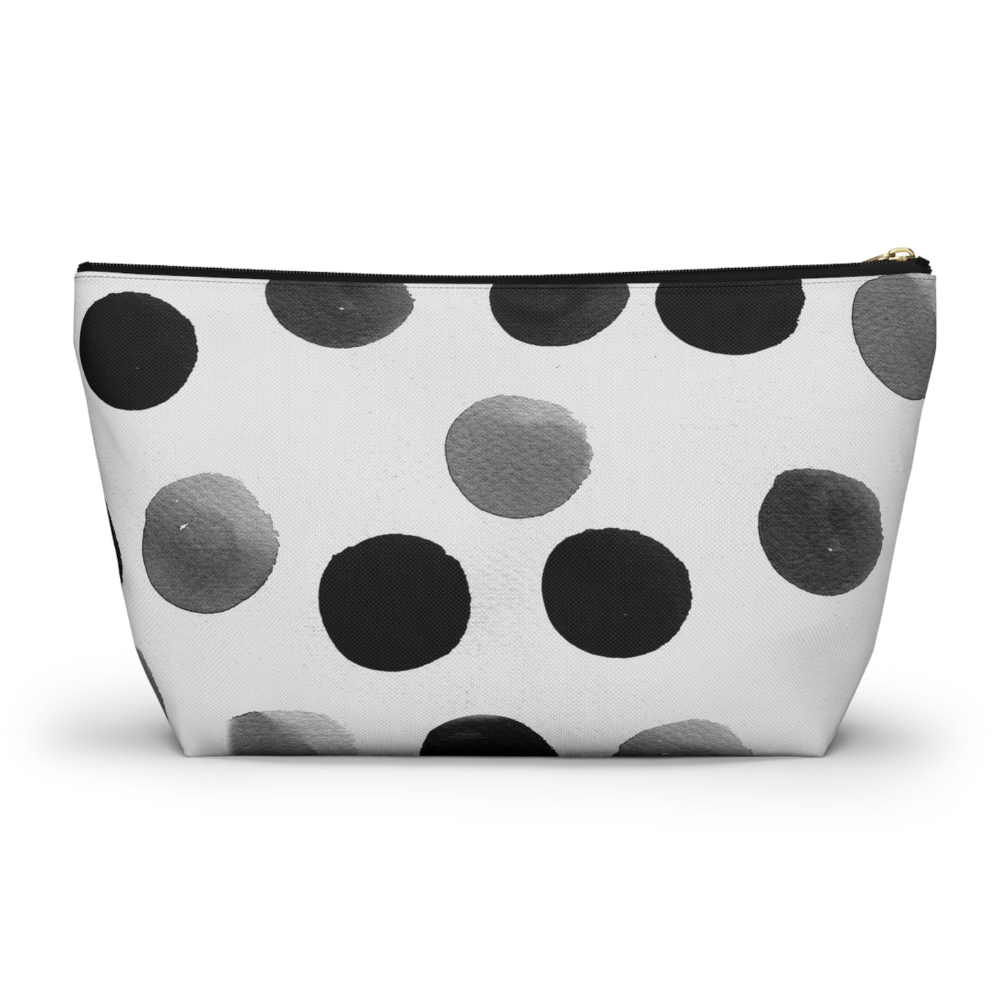 Charcoal Polka Dot Accessory Pouch w T-bottom
