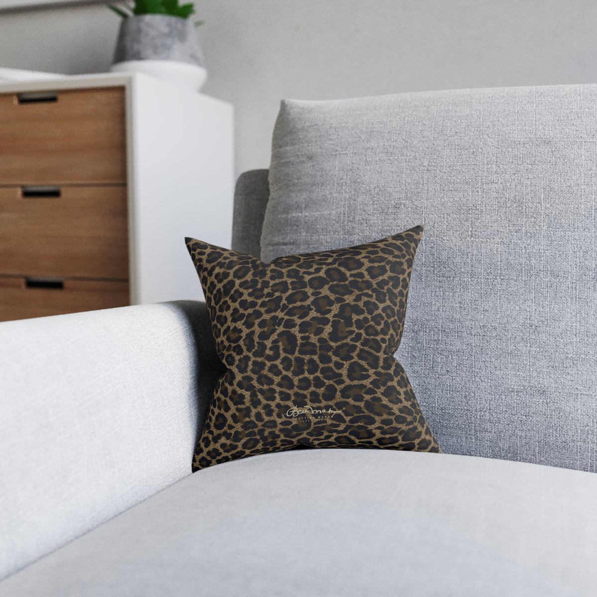 Dark Leopard Square Pillow
