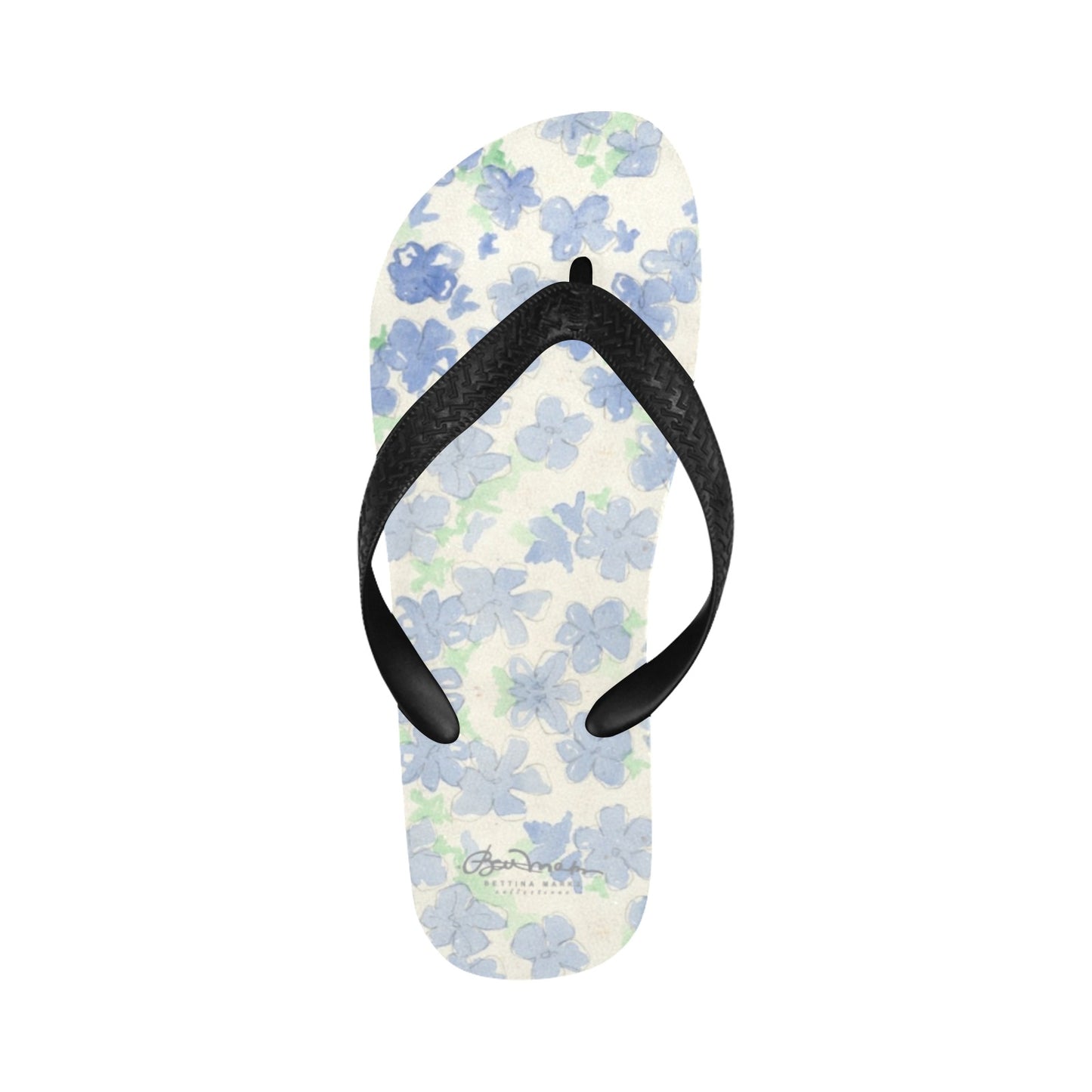 Blu&White Watercolor Floral Flip Flops for Men/Women