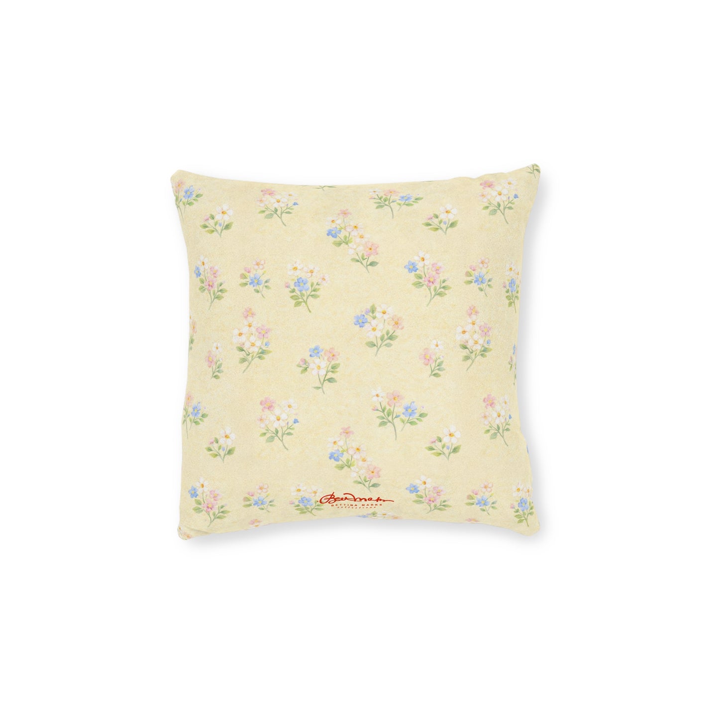Yellow Pastel Floral Square Pillow