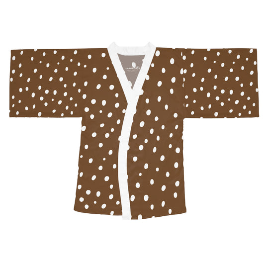 Brown Dalmatian Spots Kimono Robe