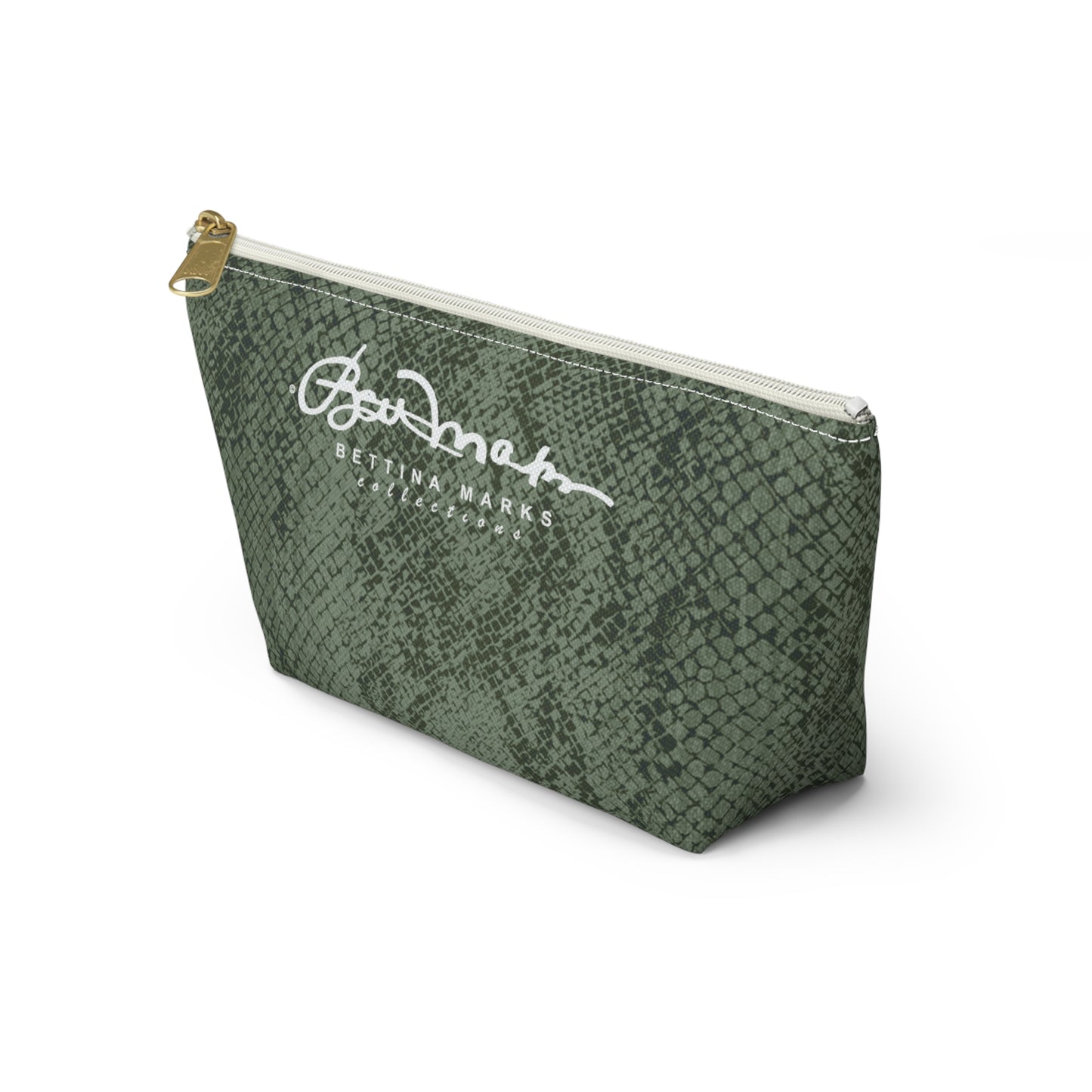 Sage Snake Skin Accessory Pouch w T-bottom