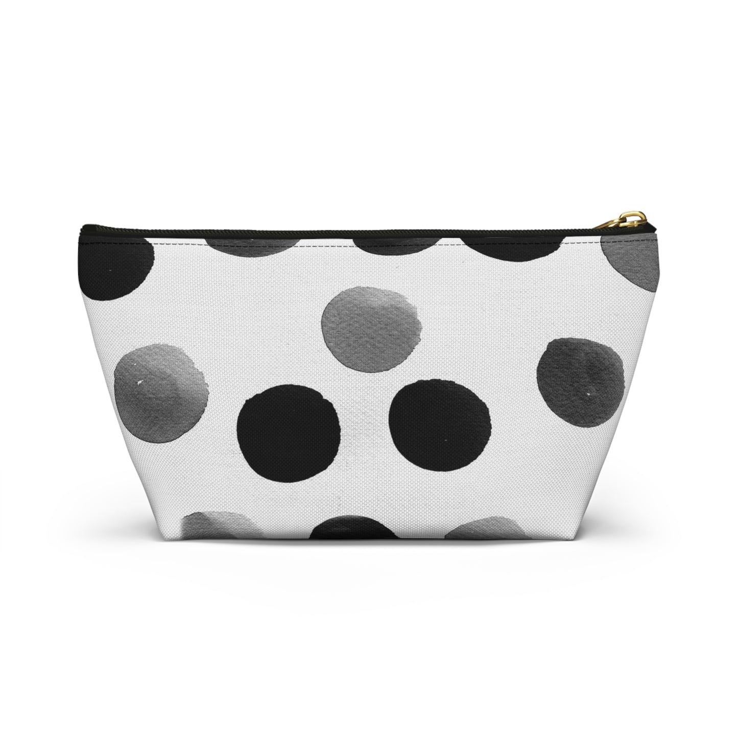 Charcoal Polka Dot Accessory Pouch w T-bottom
