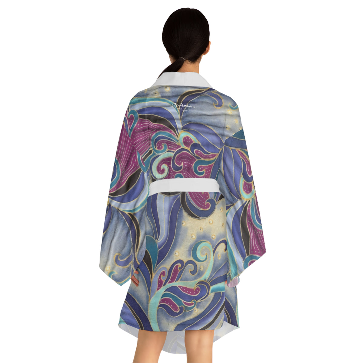 Blue Floral Swirls Robe