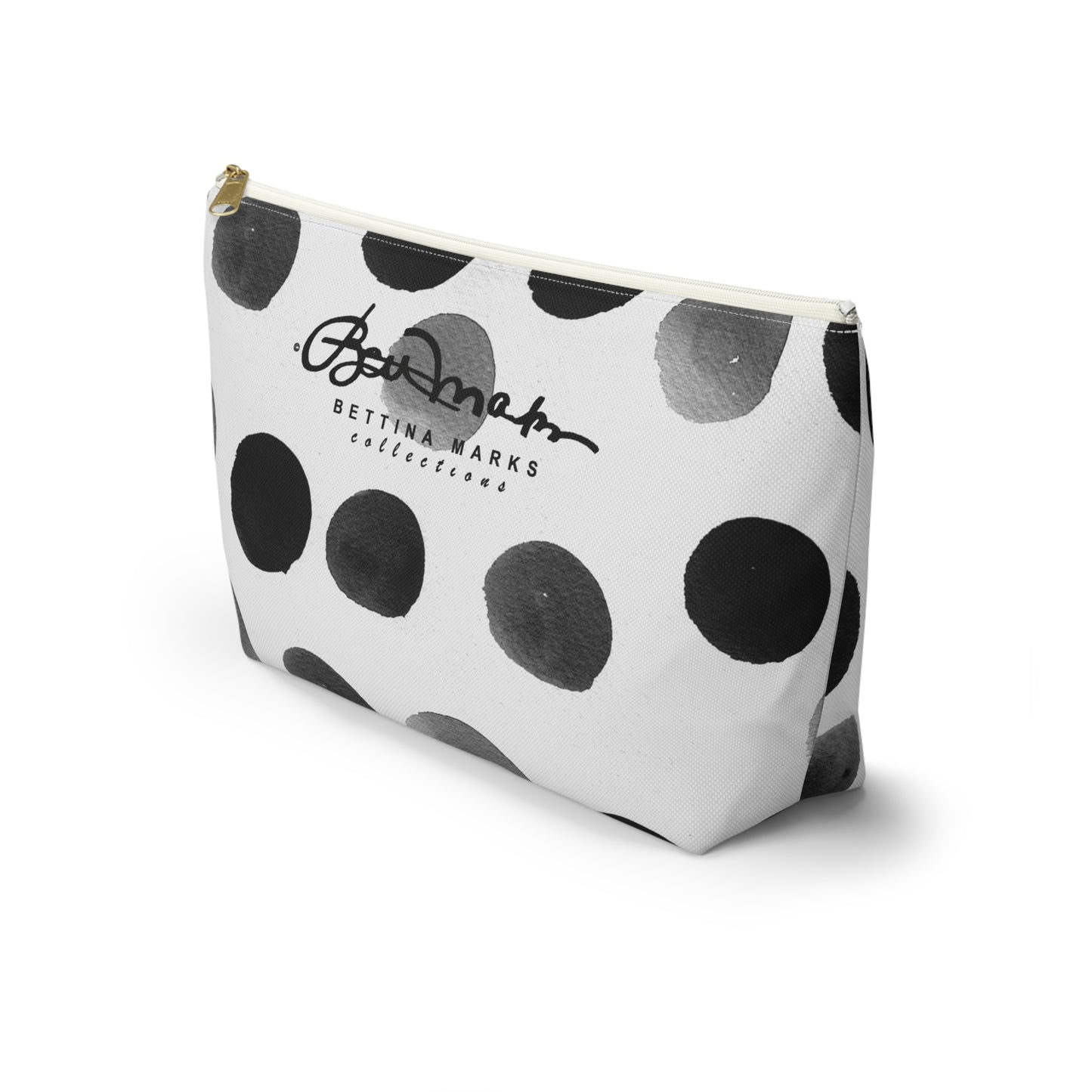 Charcoal Polka Dot Accessory Pouch w T-bottom