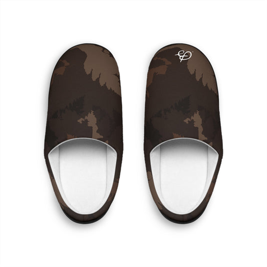 Dark Chocolate Abstract Forest Men's Indoor Slippers