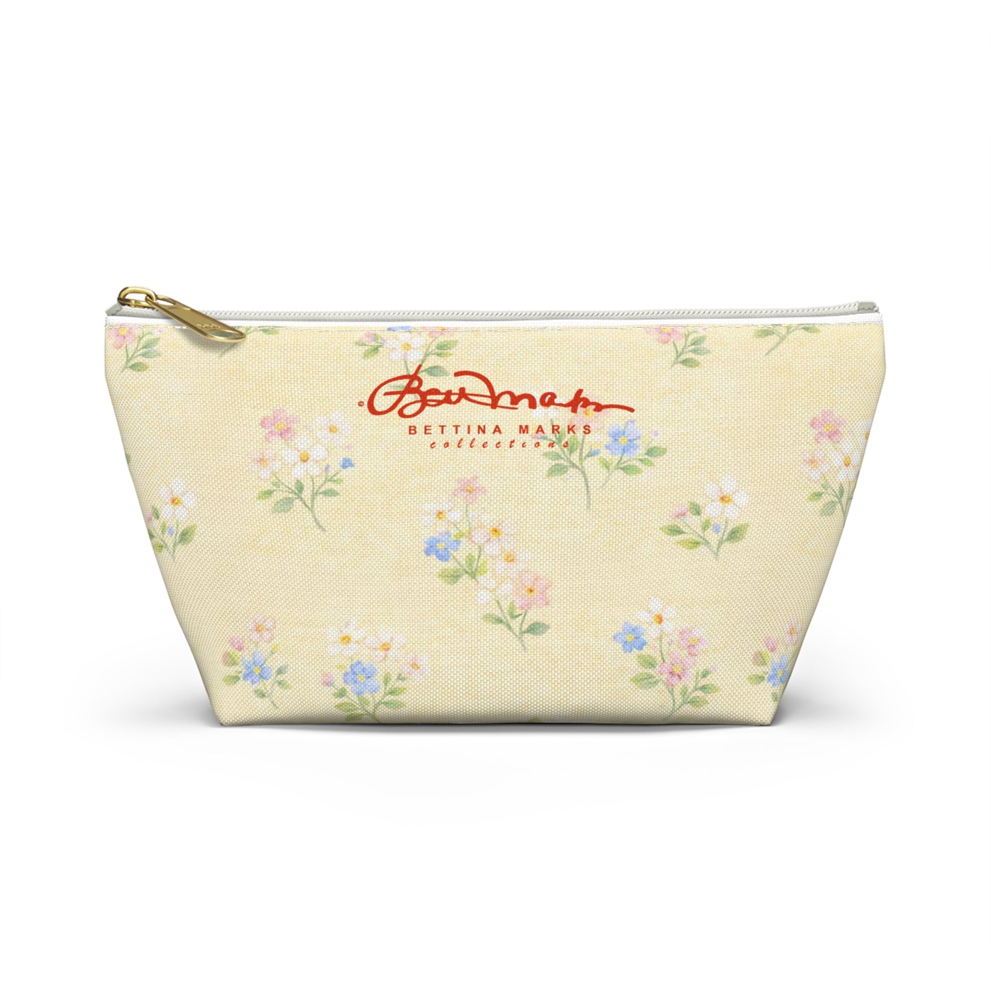 Yellow Pastel Floral Accessory Pouch