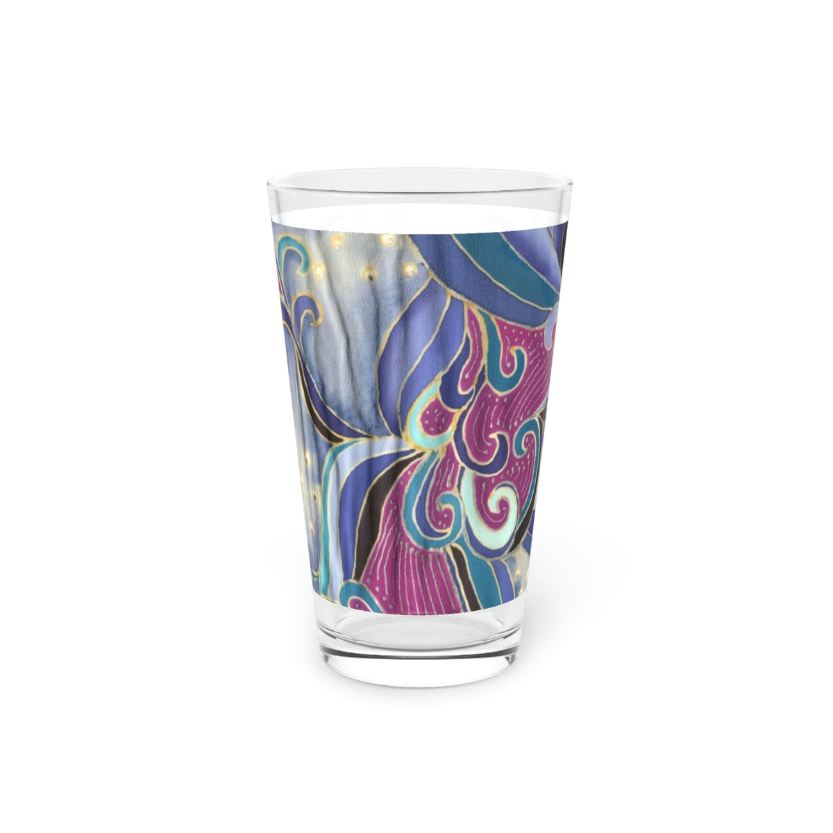 Blue Floral Swirls Pint Glass
