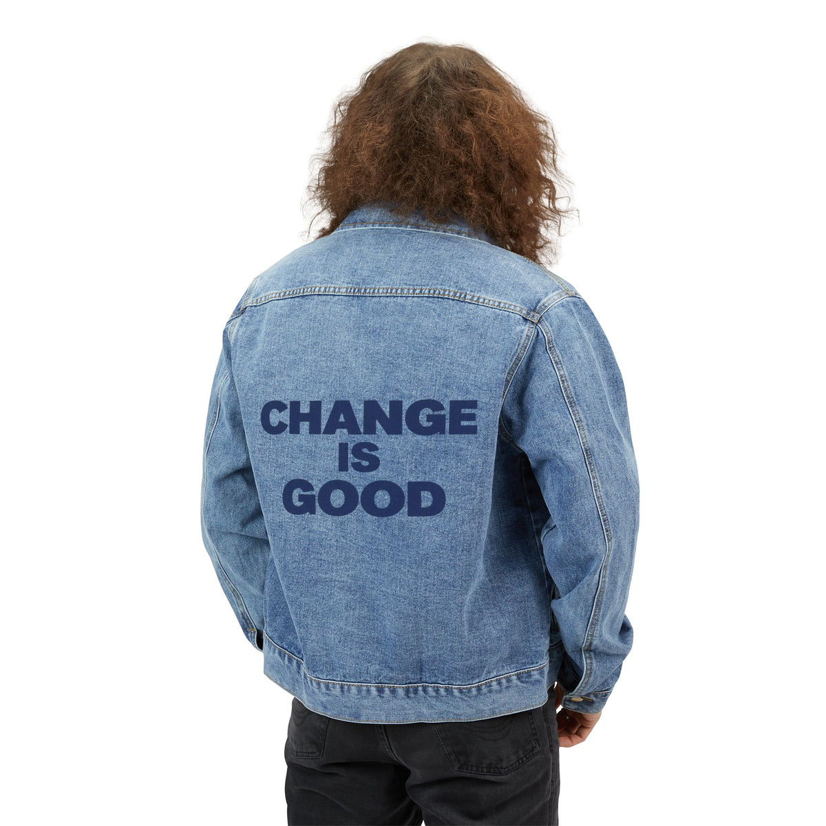 Navy "Change Is Good" Embroidered Statement Jacket