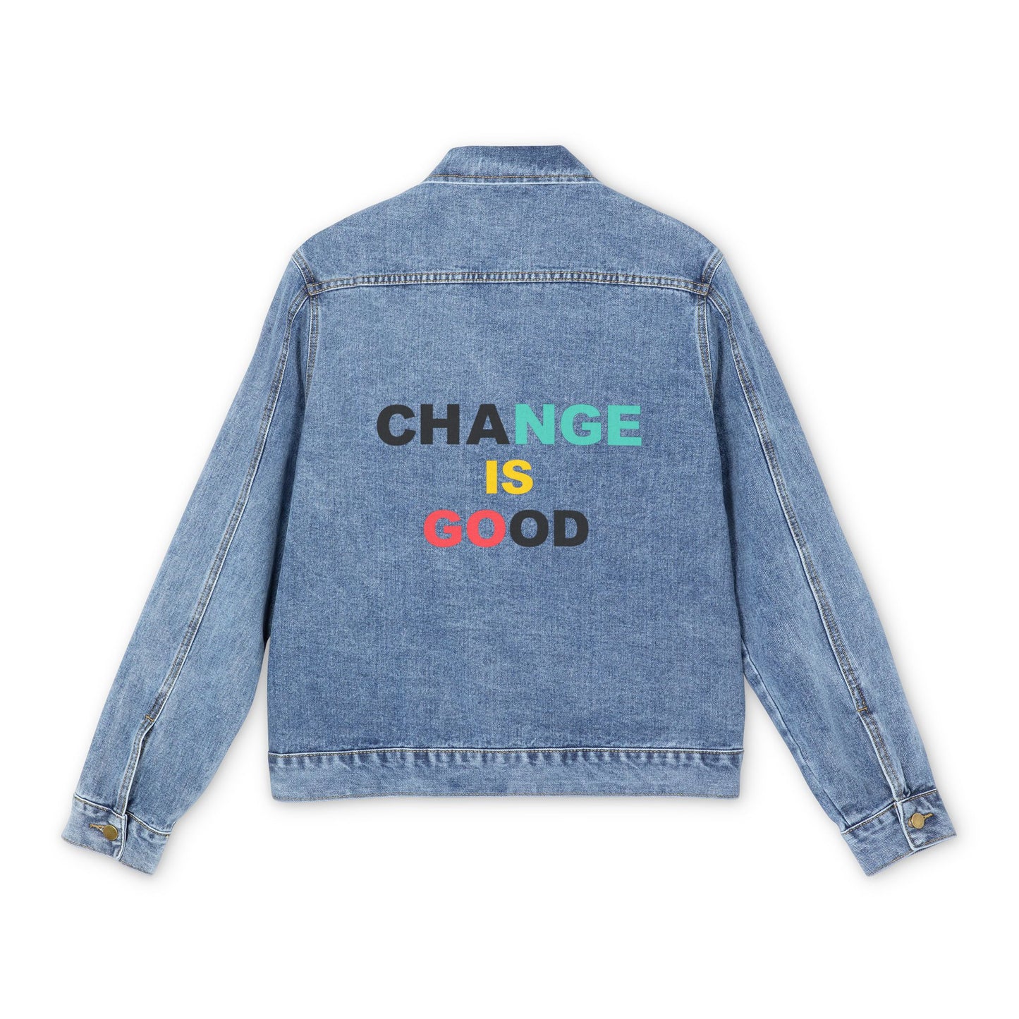 Denim Jacket — "Change Is Good" Embroidered Statement Jacket