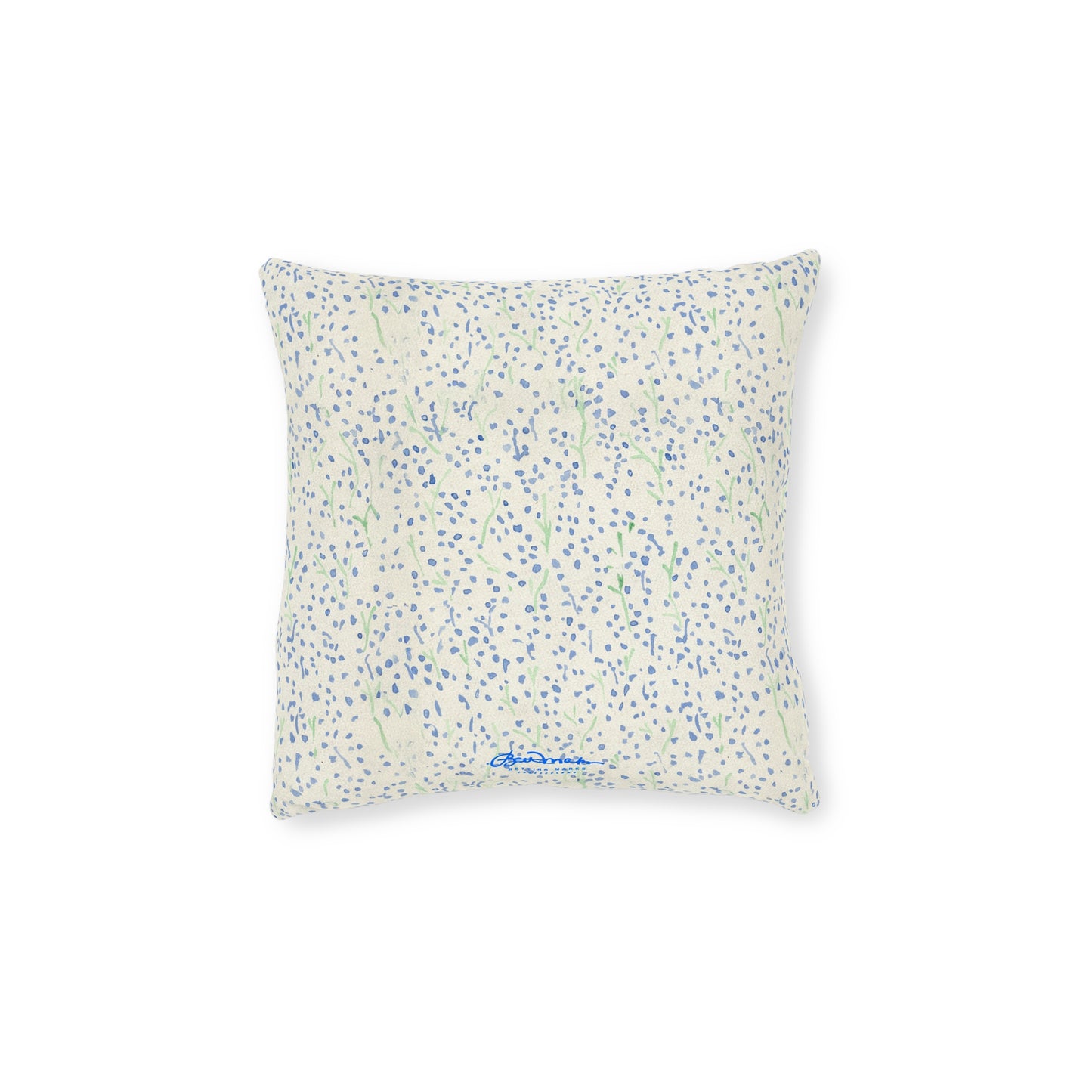 Watercolor Blue Floral Square Pillow