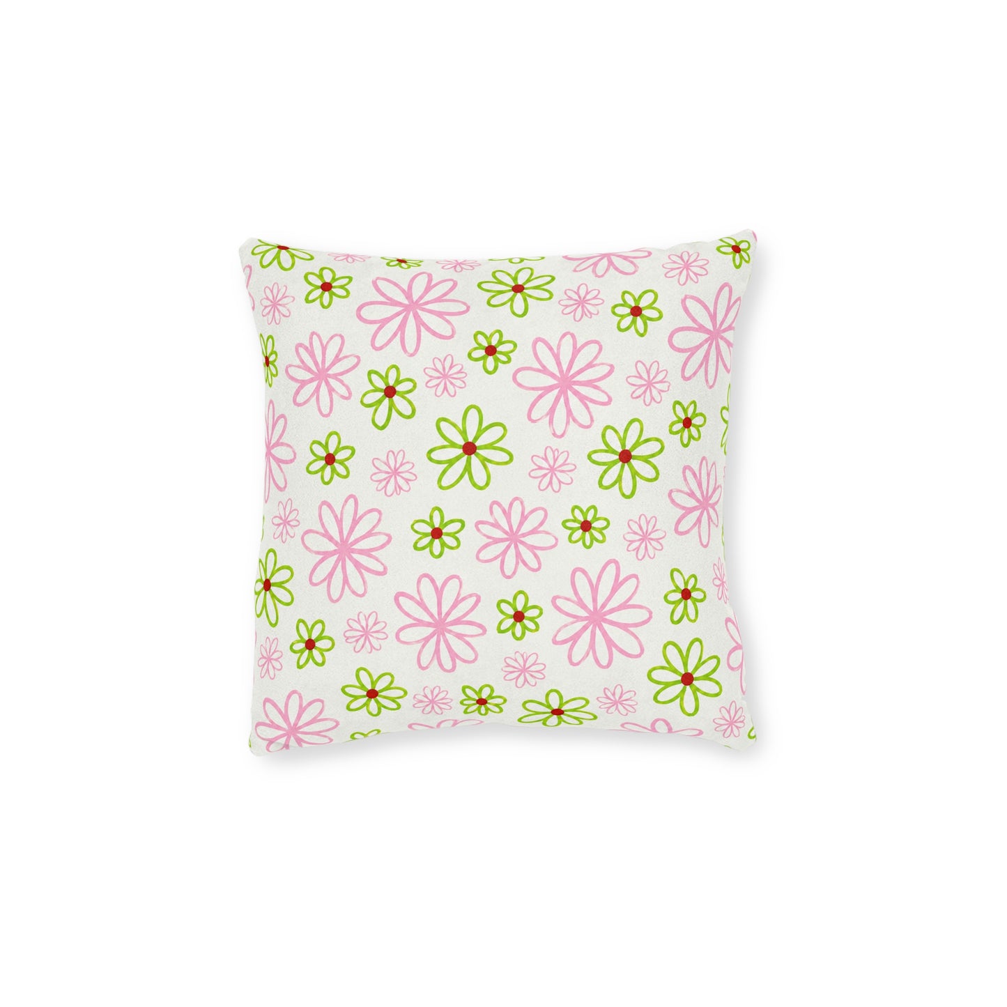 Pink and Green Daisies Square Pillow