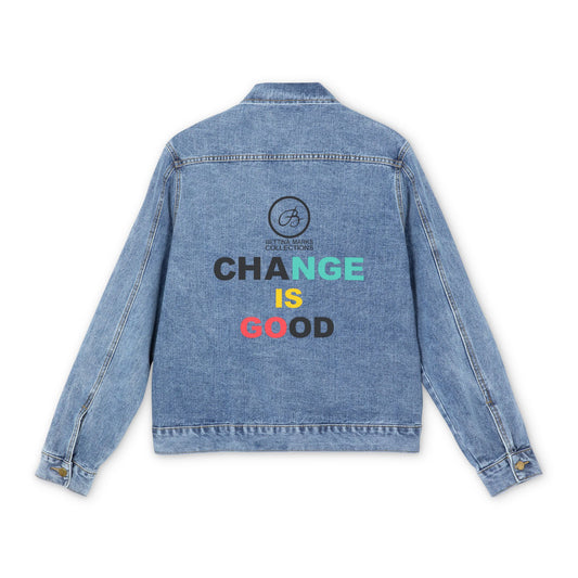 Denim Jacket — "Change Is Good" Embroidered Statement Jacket