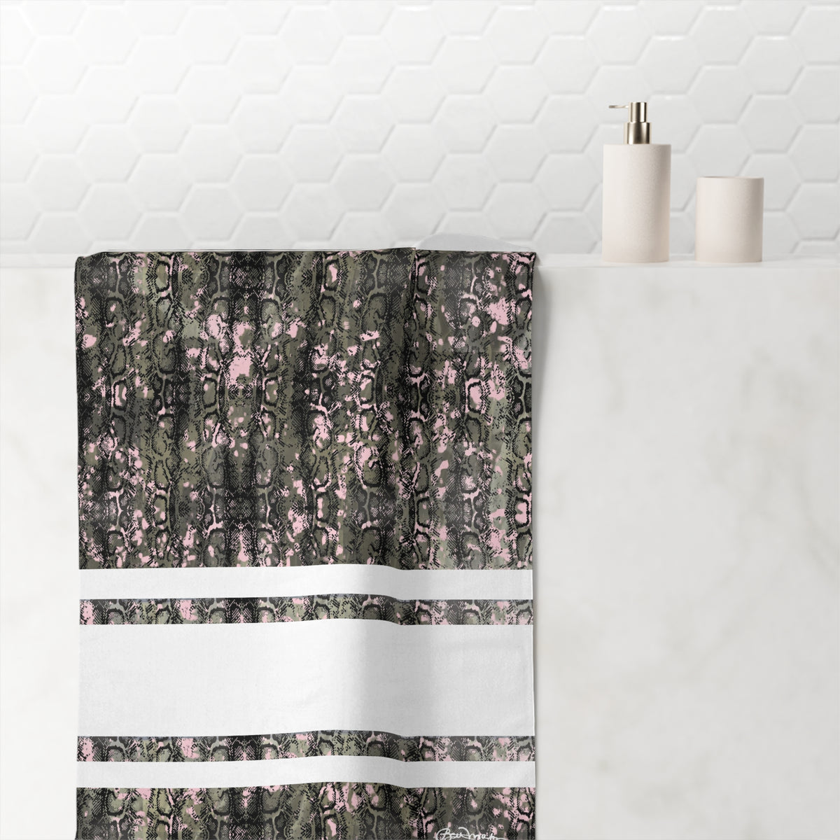 Pink Snake Skin Bath Towel