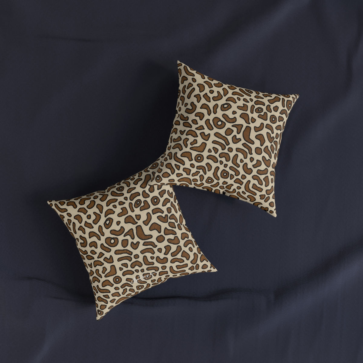 Brown Animal Skin On White Square Pillow