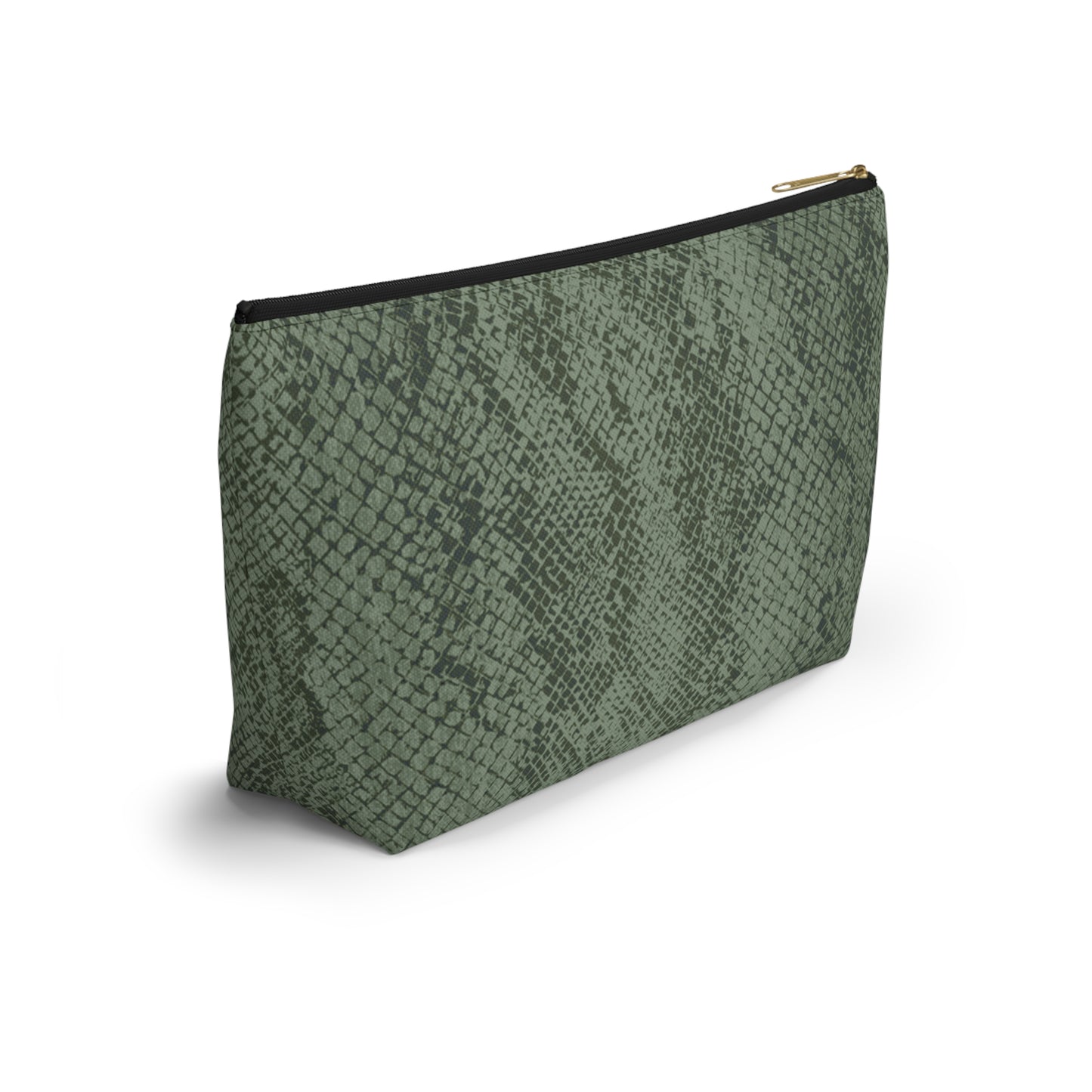 Sage Snake Skin Accessory Pouch w T-bottom