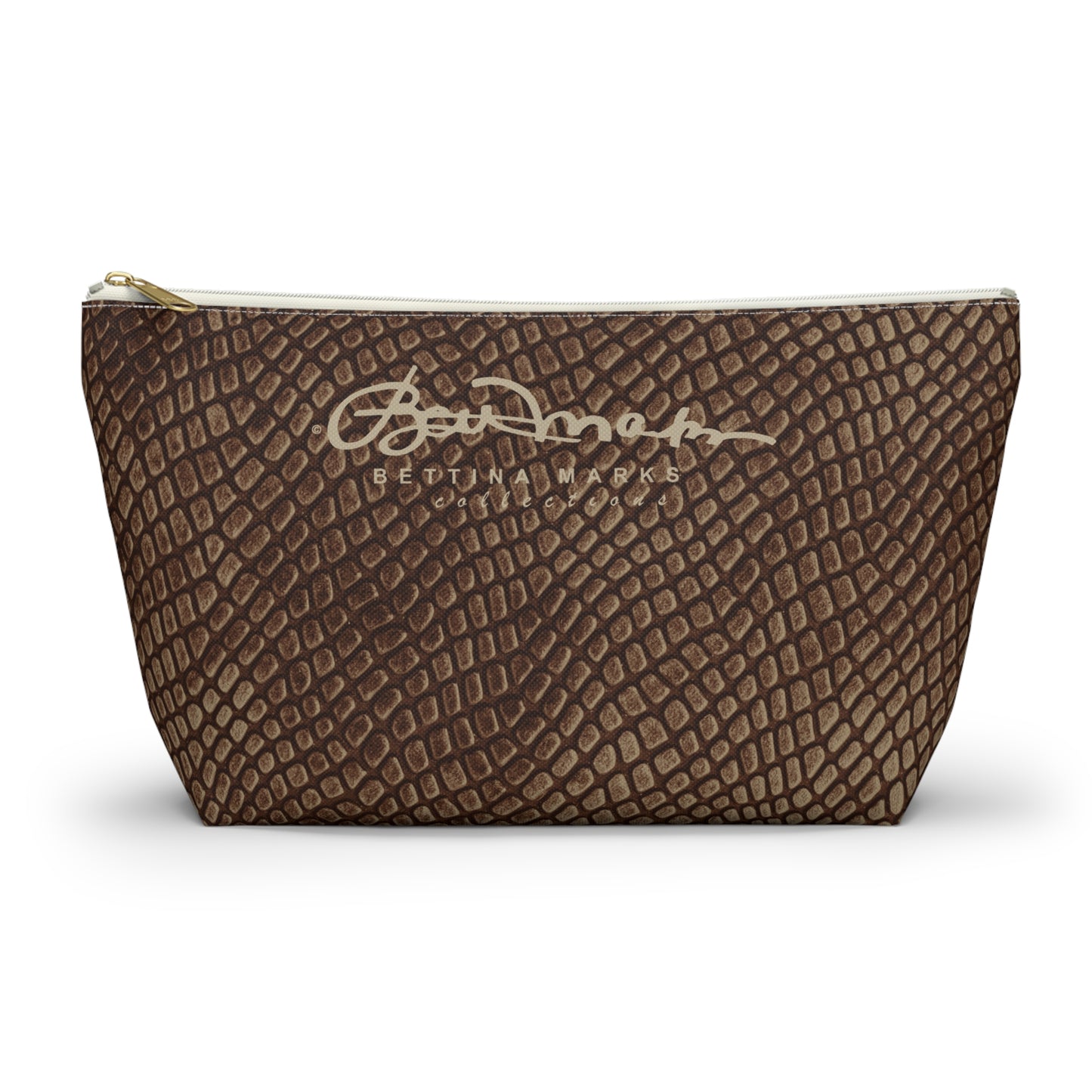 Mocha Crocodile Accessory Pouch w T-bottom