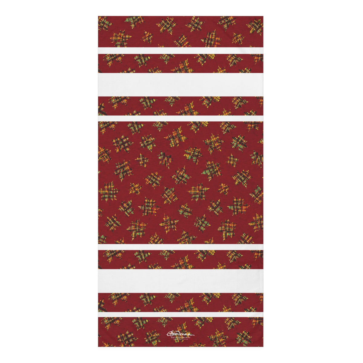 Plaid Leaves On Burgundy Bath Towel