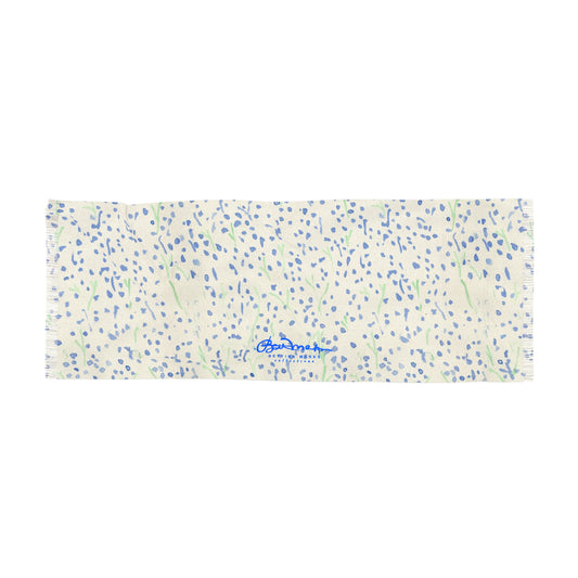 Tiny Blue Watercolor Floral Light Scarf