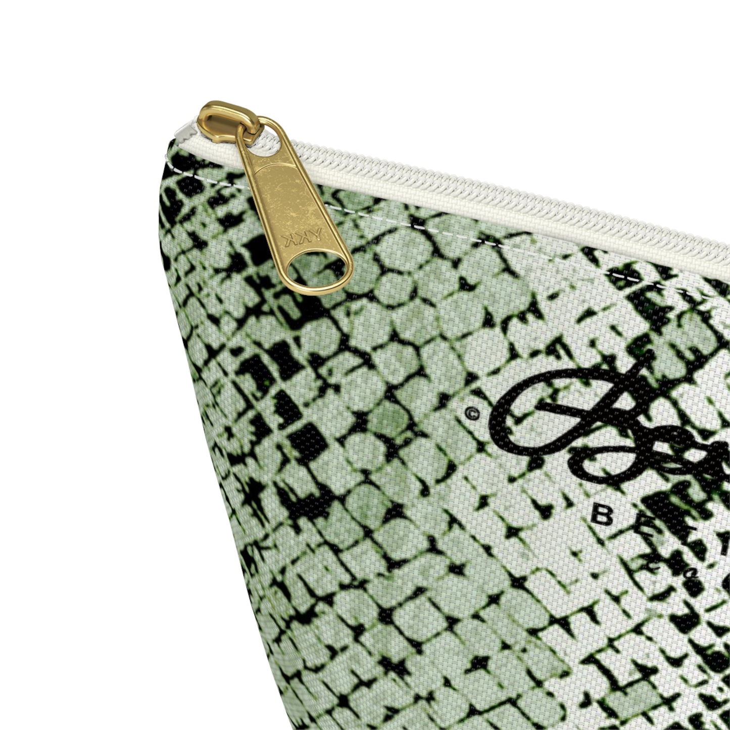 Sage Snake Skin Accessory Pouch w T-bottom