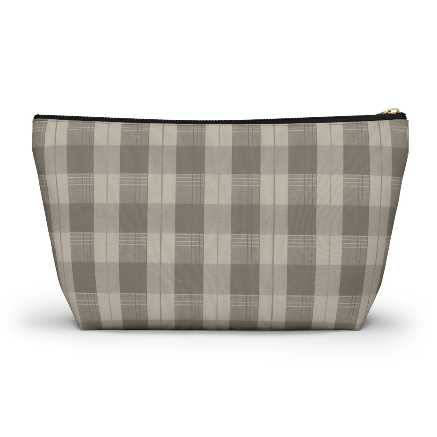 Cream Plaid Accessory Pouch w T-bottom