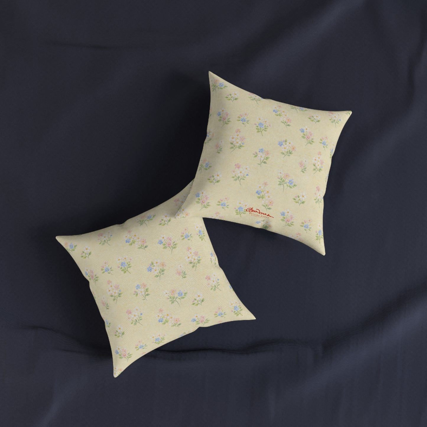 Yellow Pastel Floral Square Pillow