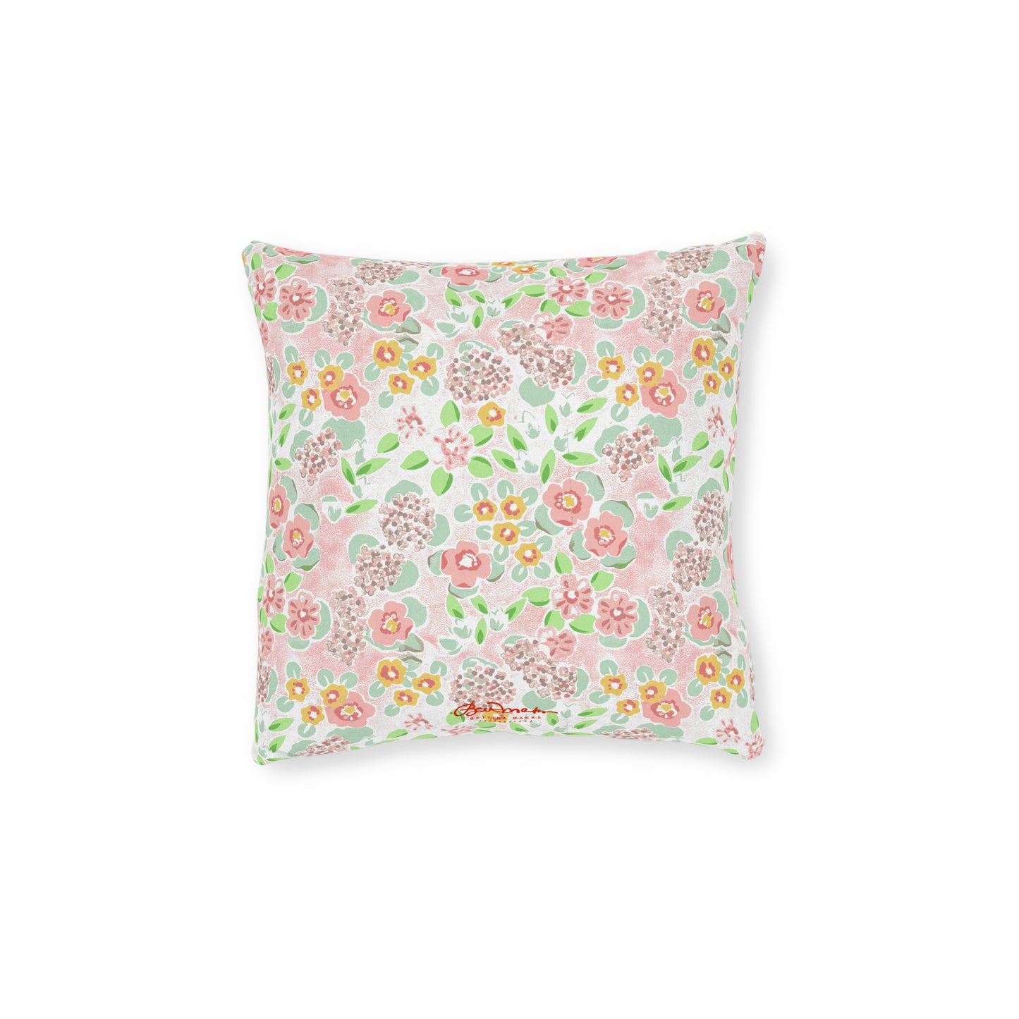 Floral on Pink Square Pillow