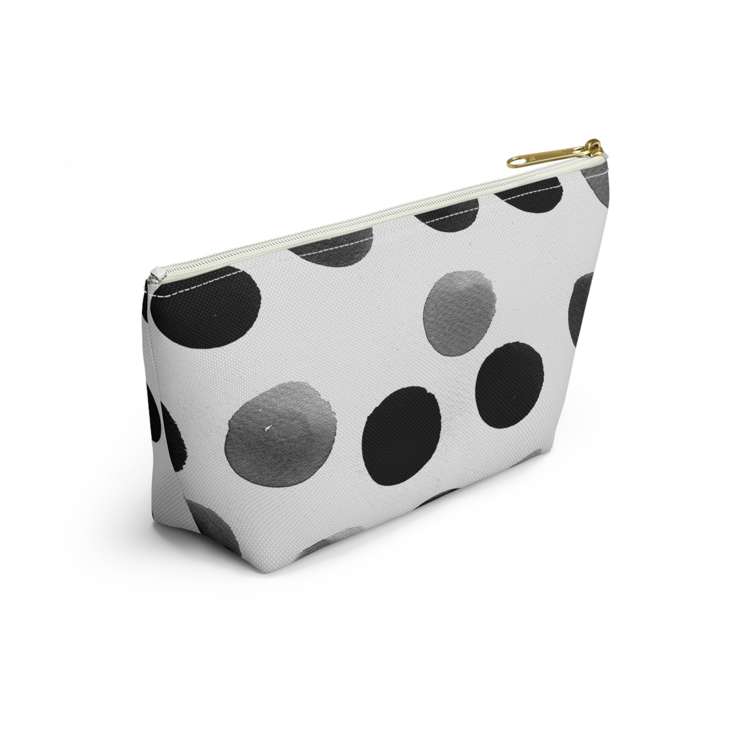 Charcoal Polka Dot Accessory Pouch w T-bottom
