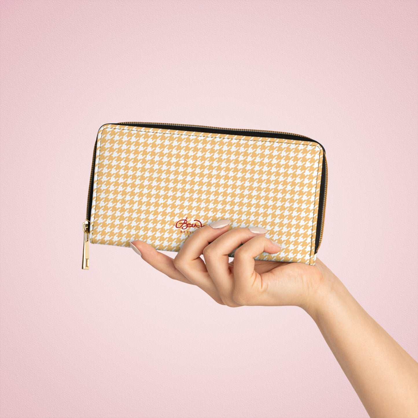 Banana Houndstooth Zipper Wallet