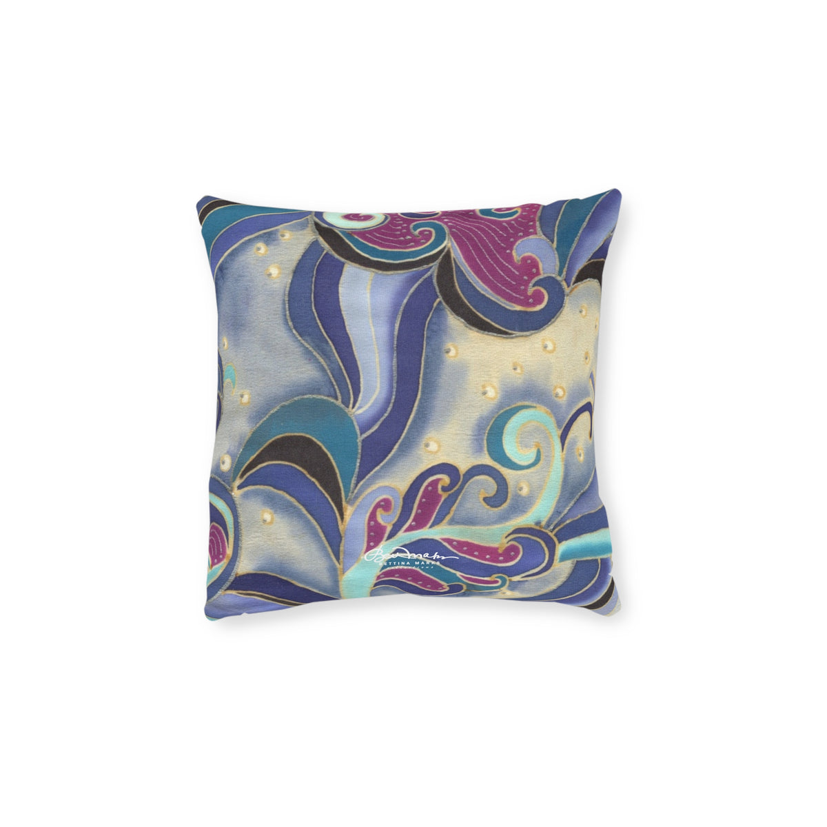 Blue Floral Swirls Square Pillow