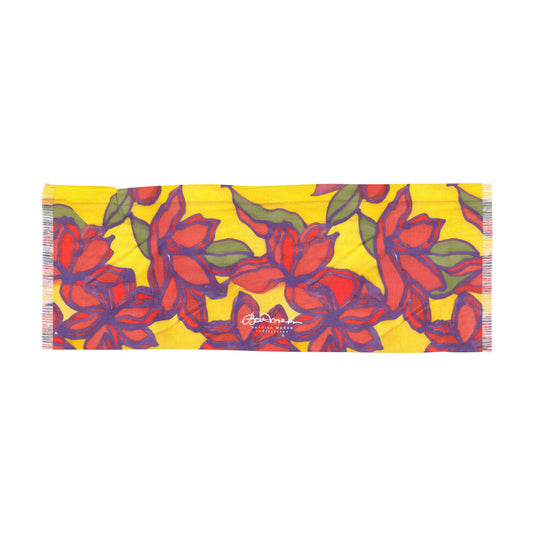 Blue & Orange Floral Light Scarf