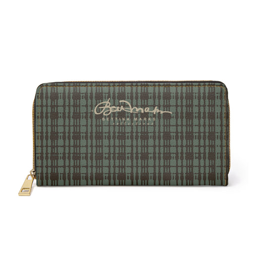 Mint Chocolate Plaid Zipper Wallet for Women - Chic and Functional Clutch