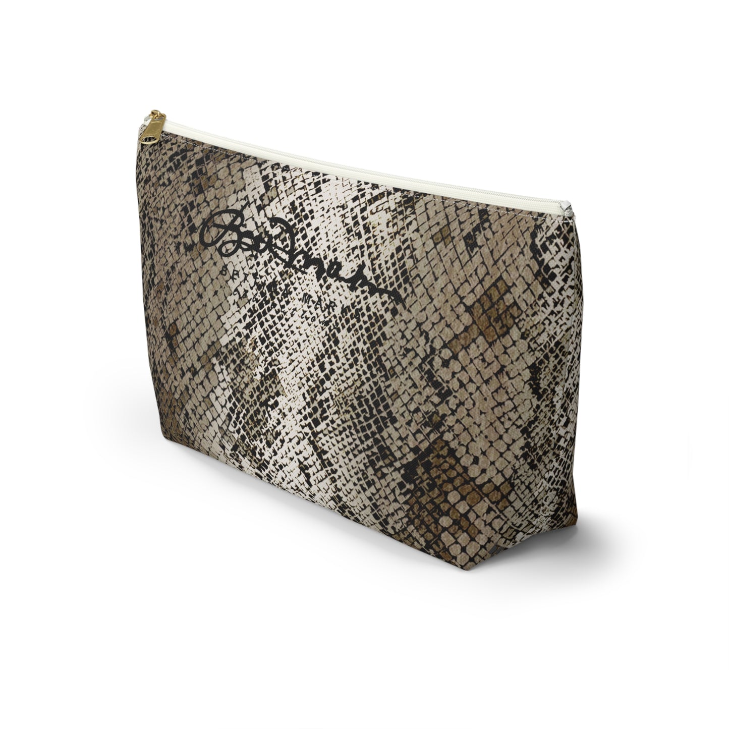 Deep Snake Skin Accessory Pouch w T-bottom