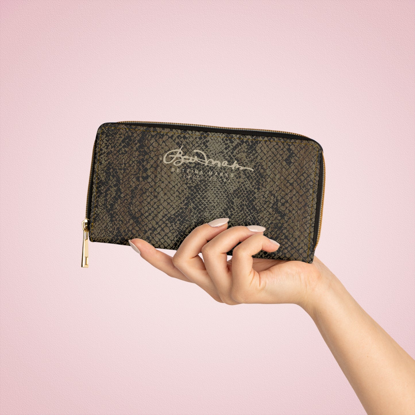 Deep Snake Skin Zipper Wallet for Women - Chic and Functional Clutch
