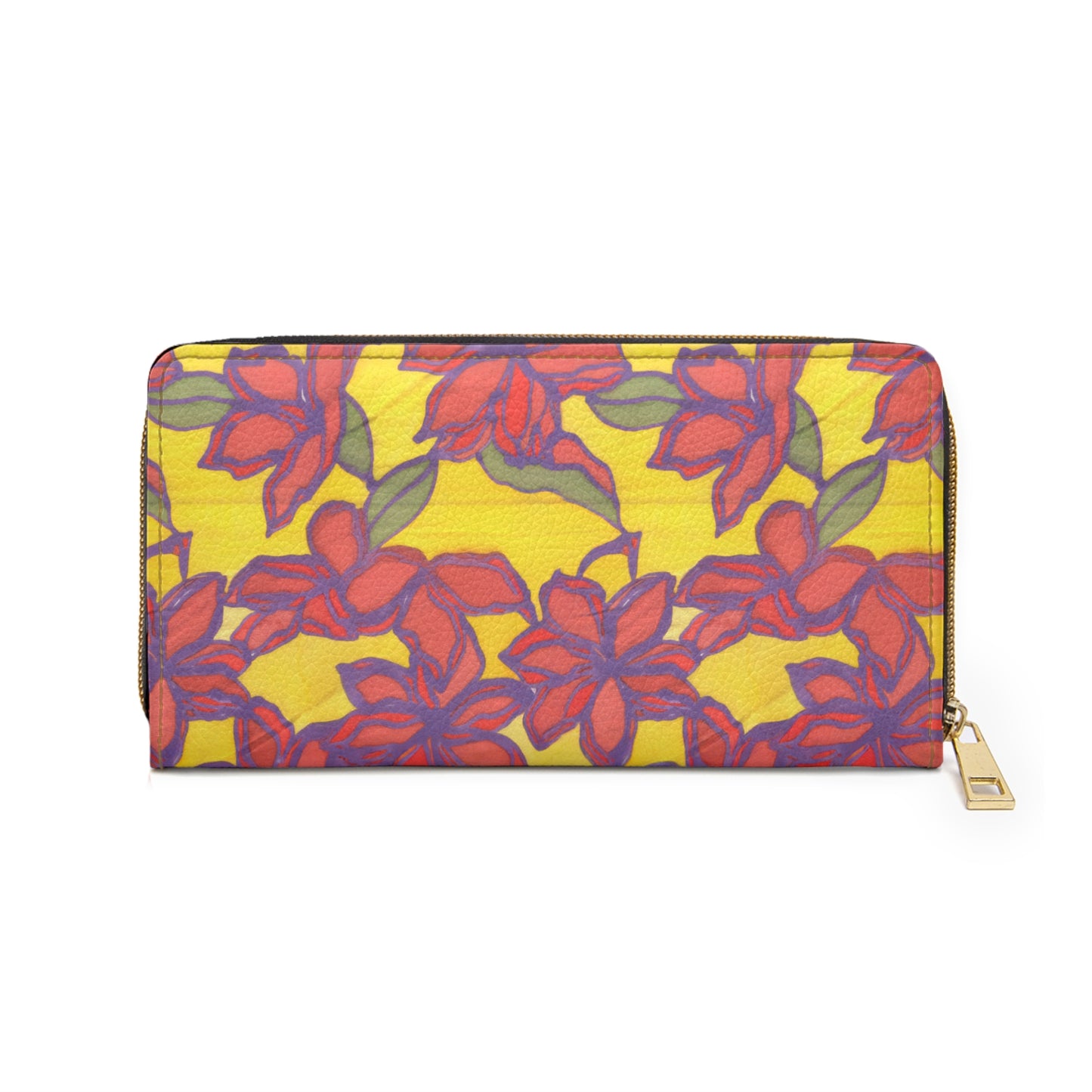 Blue & Orange Floral Zipper Wallet