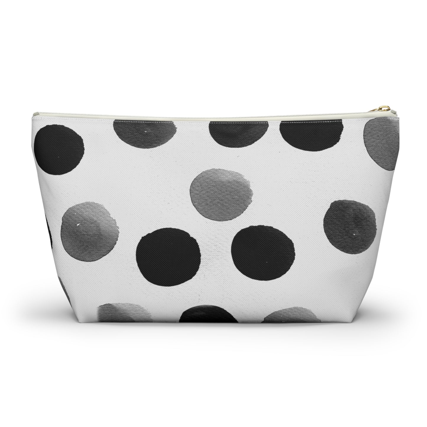 Charcoal Polka Dot Accessory Pouch w T-bottom