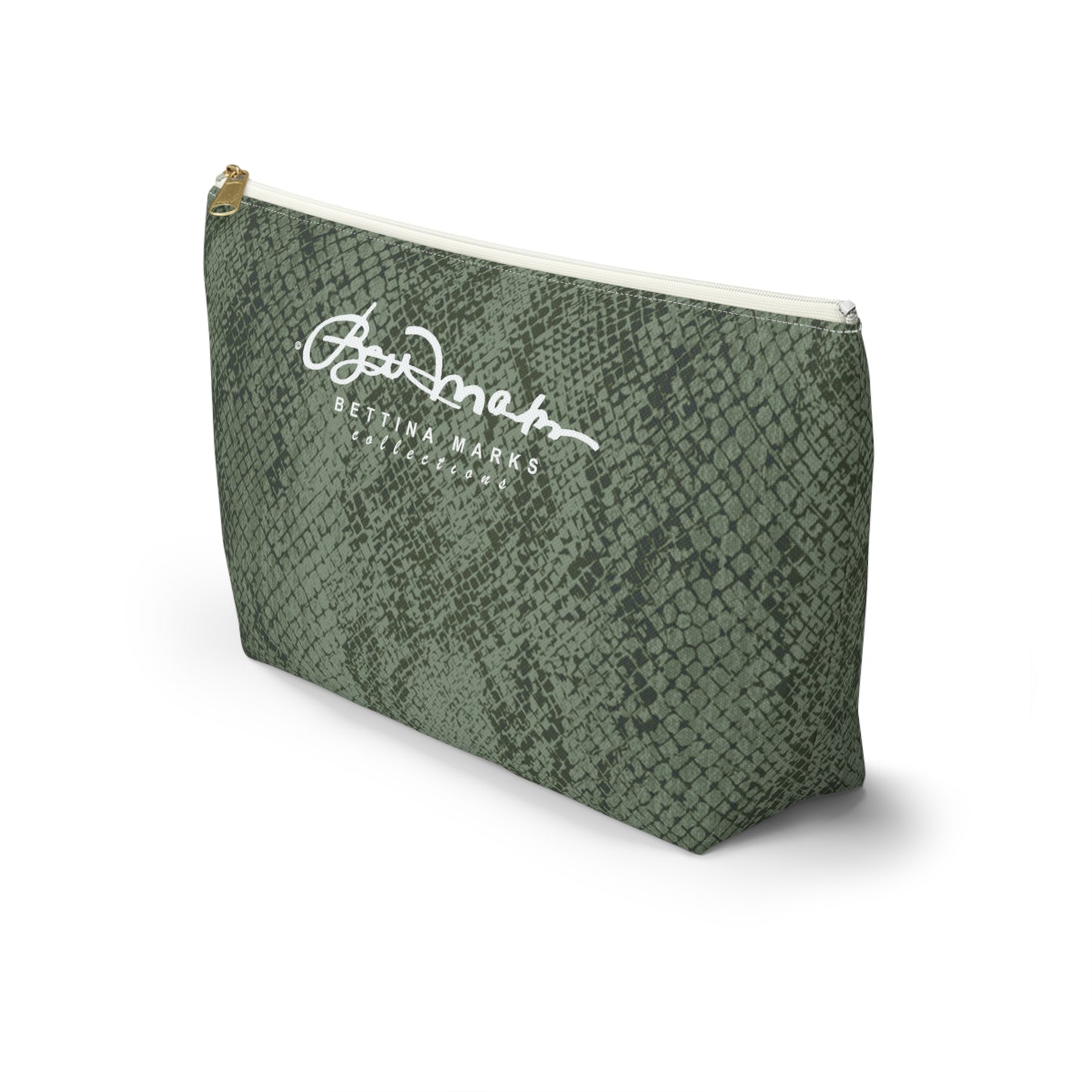Sage Snake Skin Accessory Pouch w T-bottom