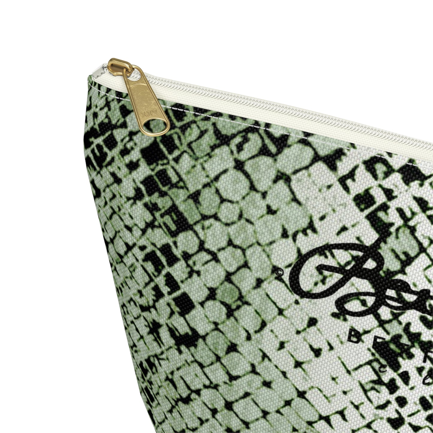 Sage Snake Skin Accessory Pouch w T-bottom