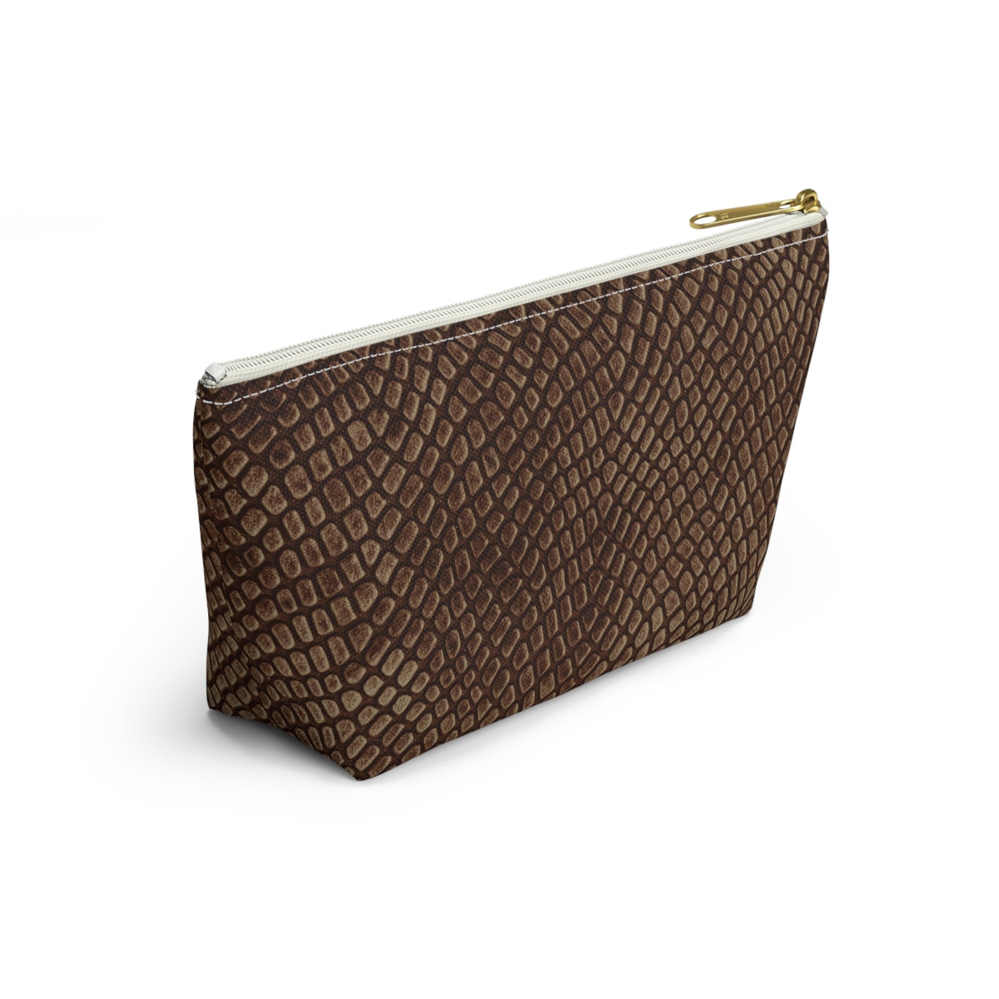 Mocha Crocodile Accessory Pouch w T-bottom