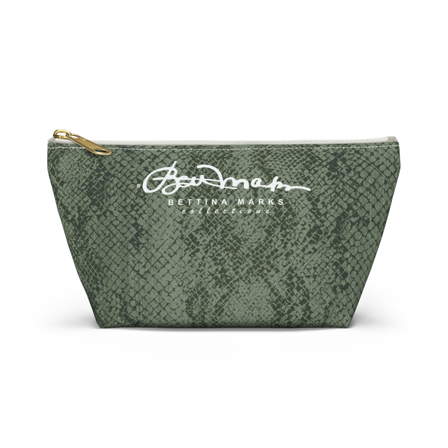 Sage Snake Skin Accessory Pouch w T-bottom