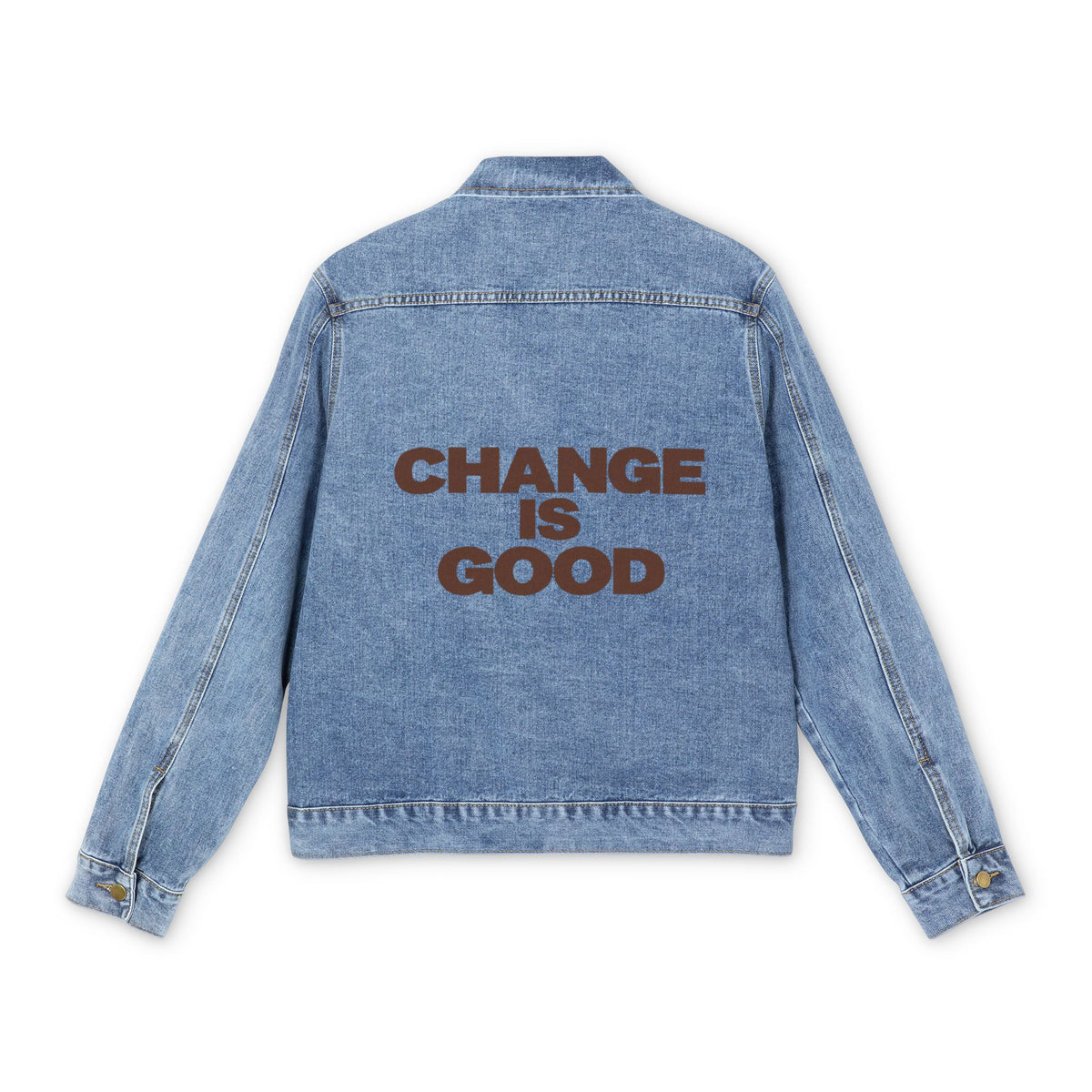 Chocolate Brown "Change Is Good" Embroidered Statement Jacket