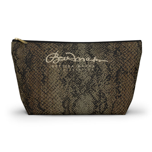 Deep Snake Skin Accessory Pouch w T-bottom